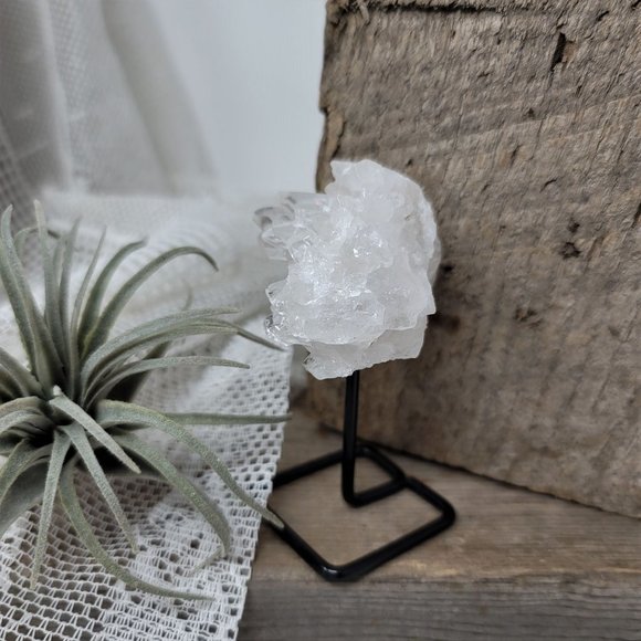 Genuine Crystal Quartz Point Cluster Metal Modern Stand - Picture 6 of 10